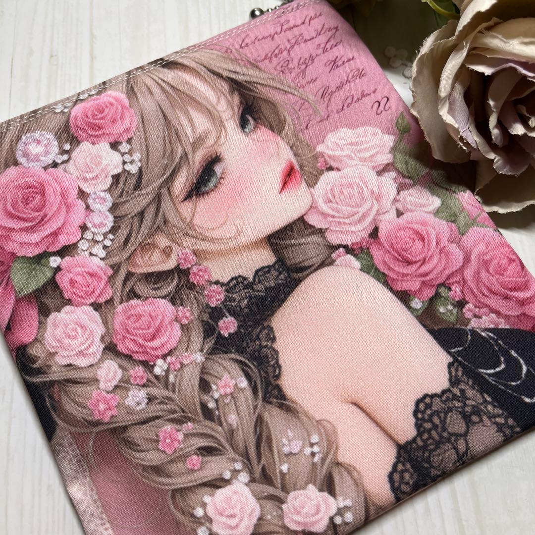 おまとめ中です パネルポーチ　ピンク薔薇　レディE