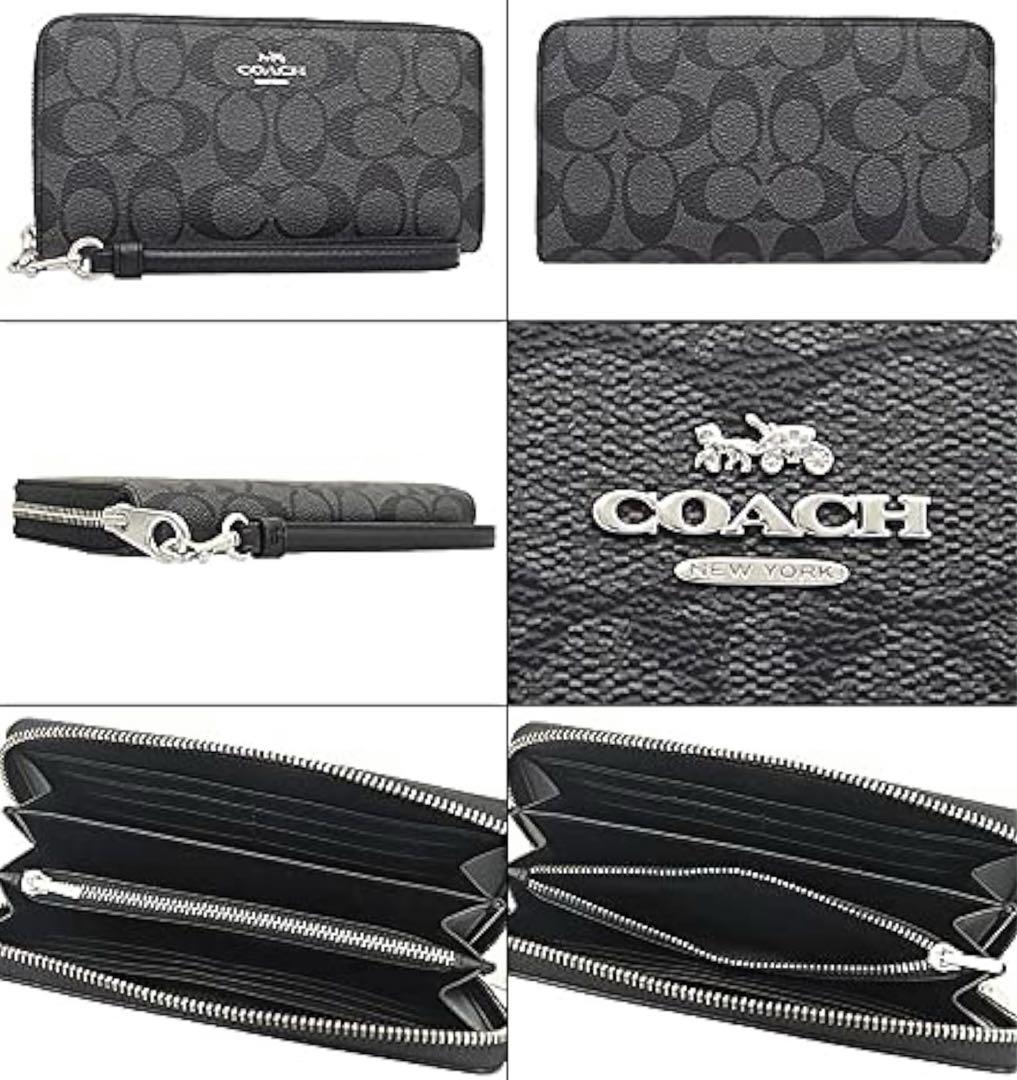 COACH 長財布 コーチ シグネチャー ストラップ付きアウトレット品