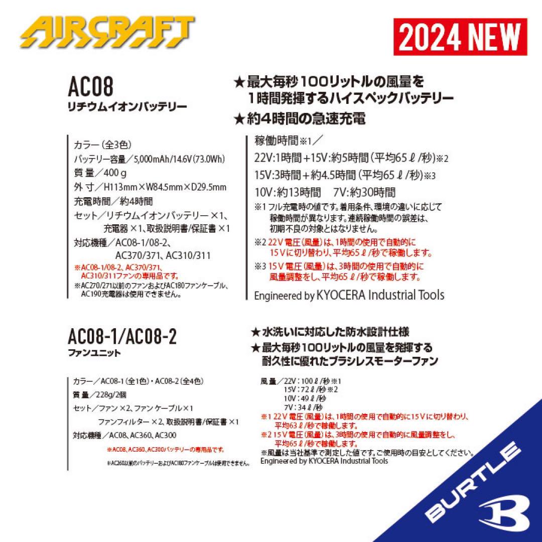 【AC08マットブラック×AC08-2メタリックゴールド】バートルエアークラフト