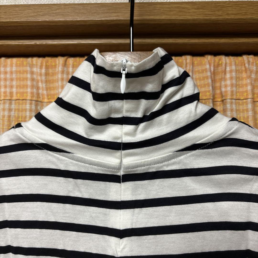 ビアズリー ハイネックTシャツ長袖ボーダー