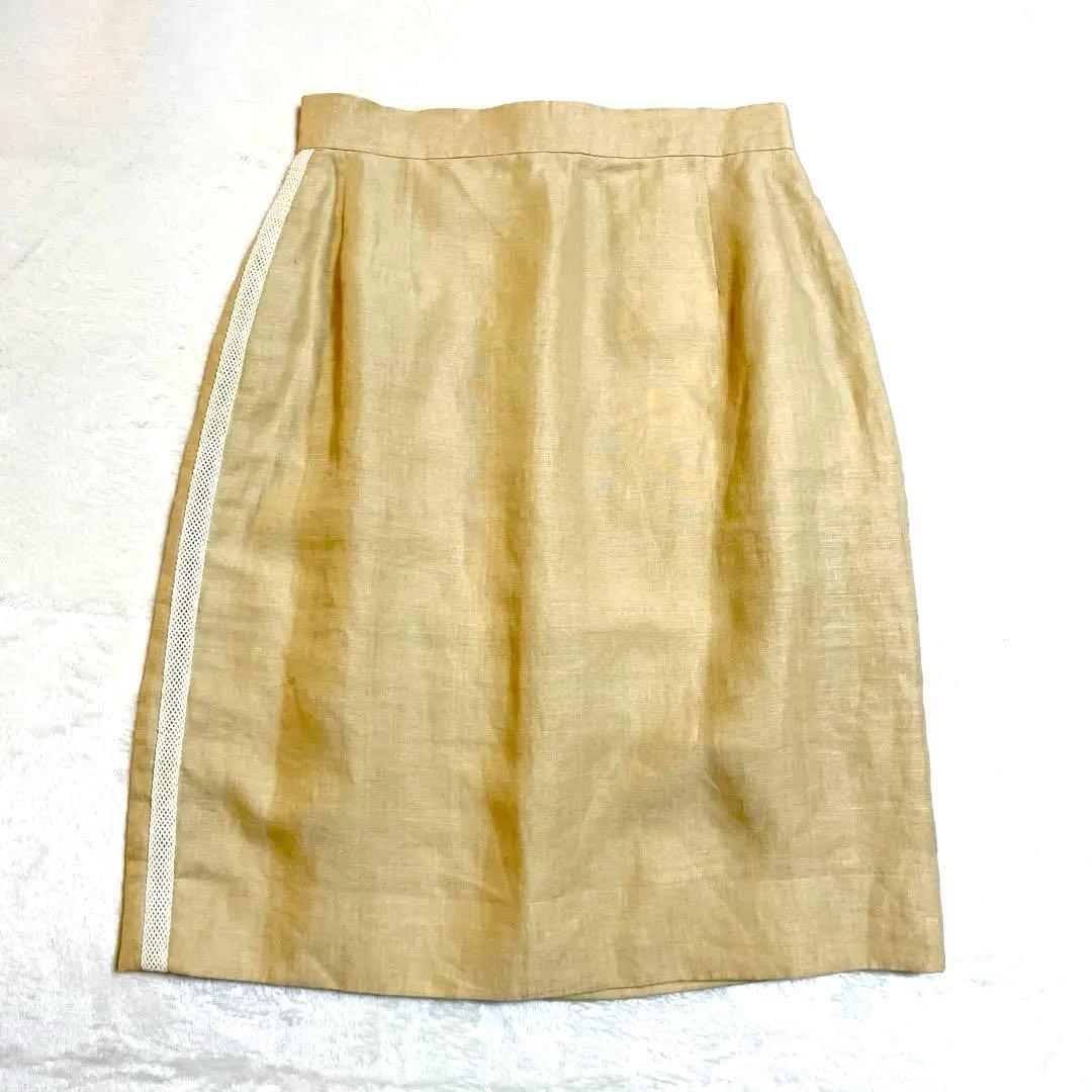 CHANEL シャネル ヴィンテージ リネン スーツ 金ボタン 手書きタグ 42 CHANEL シャネル ヴィンテージ リネン スーツ 金ボタン 手書きタグ 42