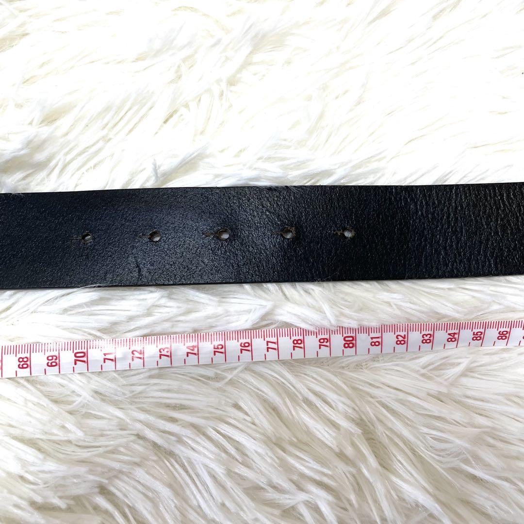 【本物】DIESEL ベルト　ロゴ　バックル　80cm 黒　ブラック　レザー