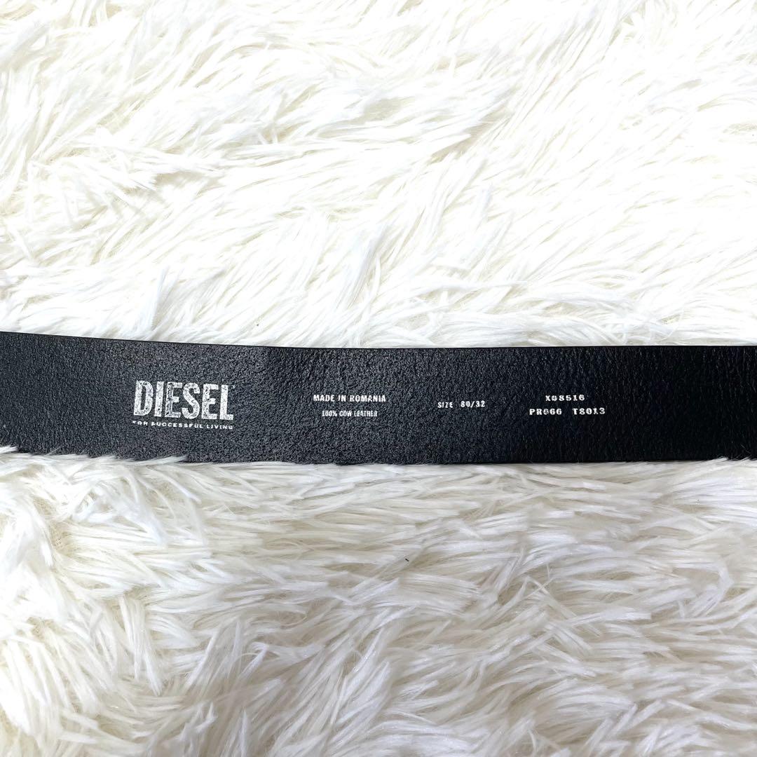 【新作からSALEアイテム等お得な商品満載】 本物】DIESEL ベルト ロゴ バックル 80cm 黒 ブラック レザー 小物