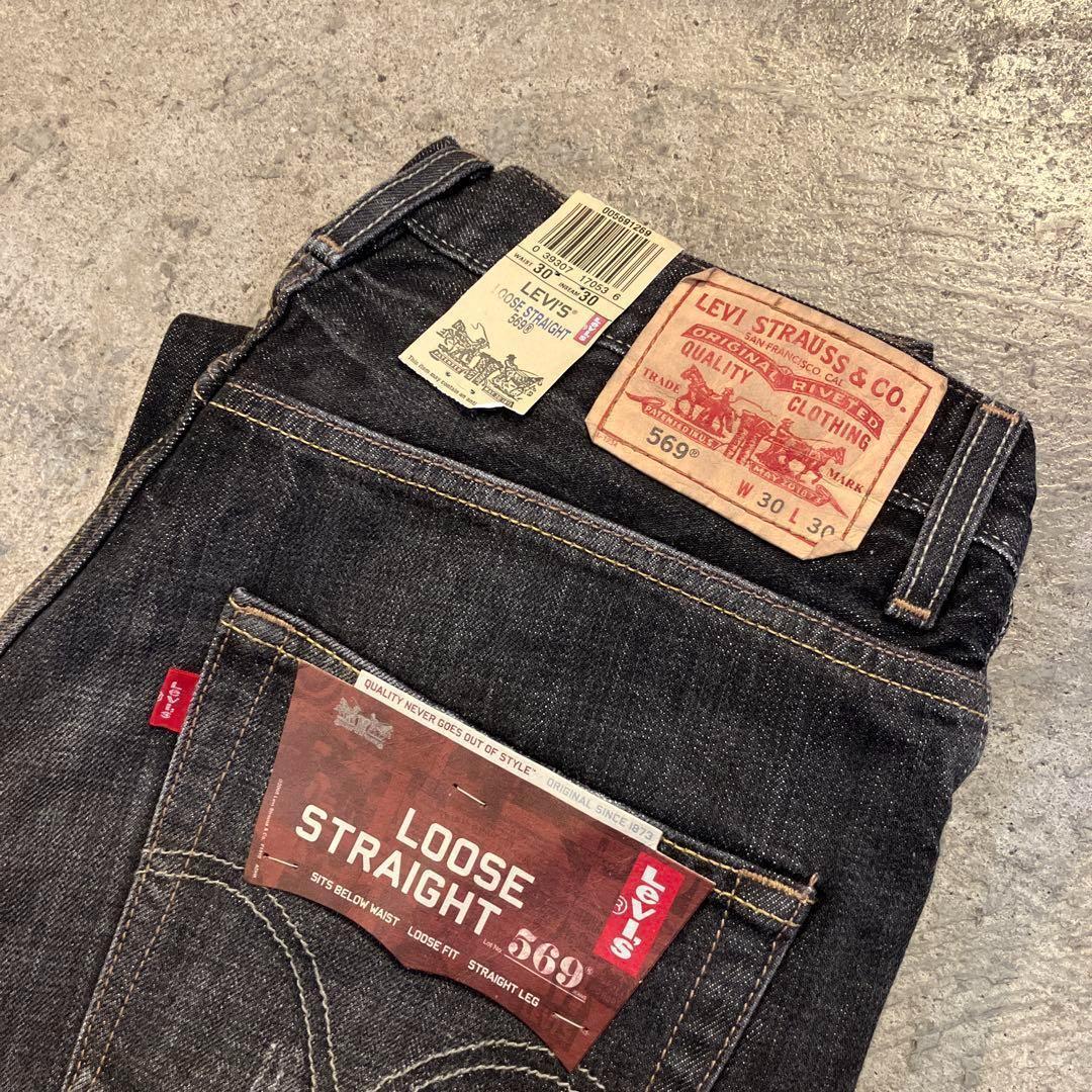 【保障できる】 デッドストック Levi's 30x30 黒 パンツ デニム リーバイス 569 パンツ