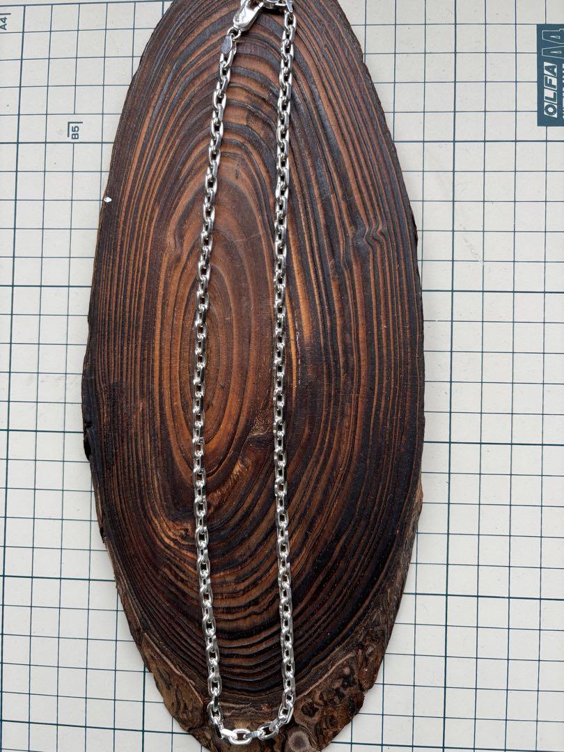 Ａ　シルバー 925長あずきチェーンネックレス約50cm
