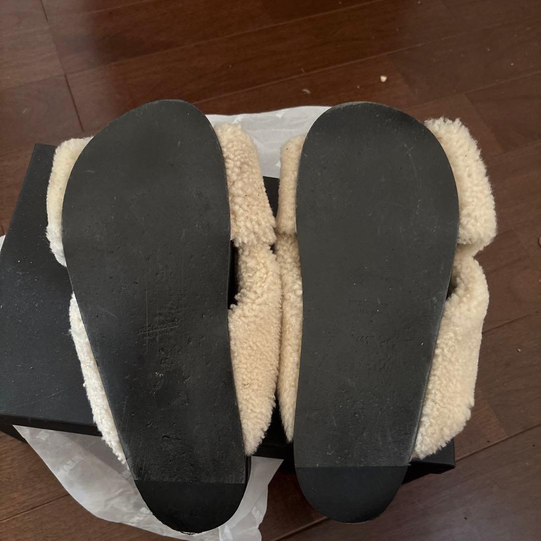 ジルサンダー　クロスストラップ　ファー　サンダル