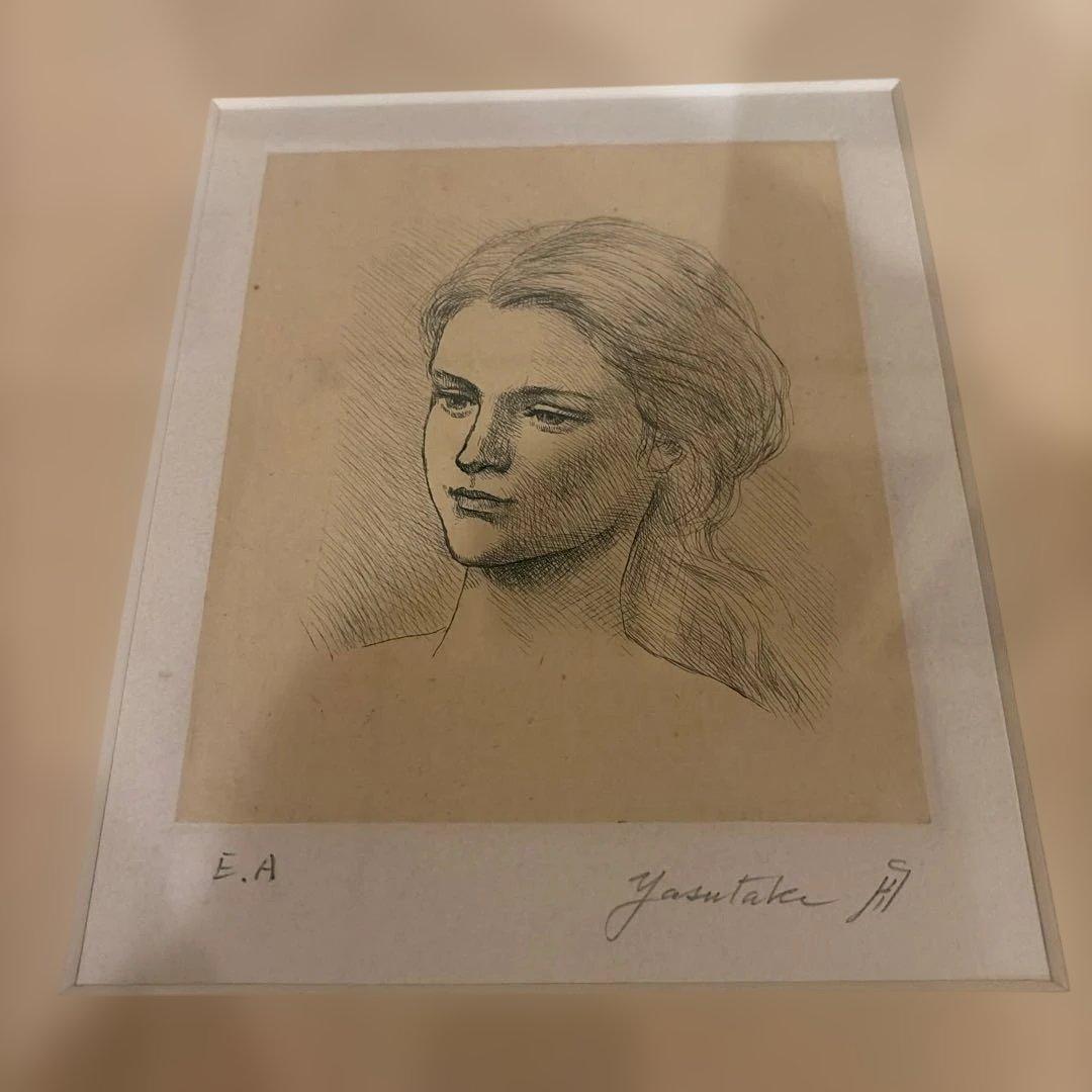 銅版画 若い女の顔