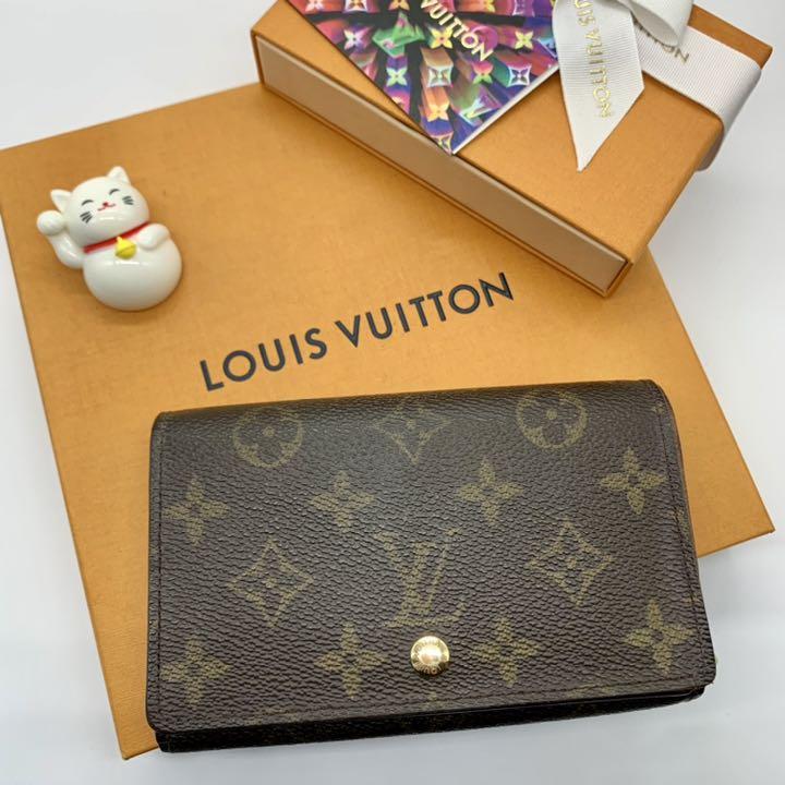 美品❣️ルイヴィトン モノグラム ポルトモネビエトレゾール 二つ折り財布 茶 ルイヴィトン 二つ折り財布 モノグラム ポルト モネ
