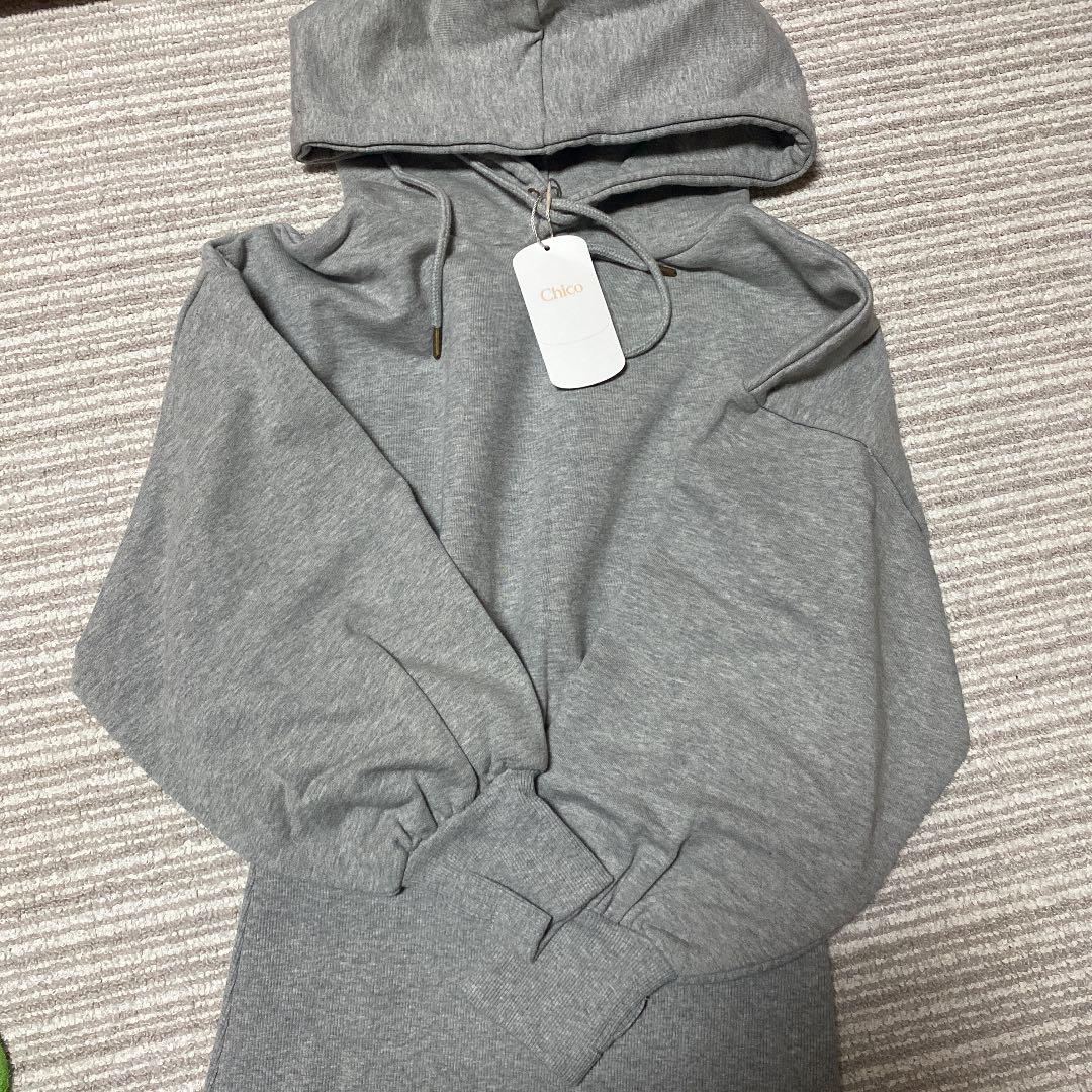 chico フードスウェットリブミニワンピ　新品