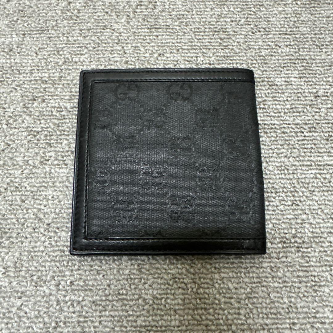 GUCCI 二つ折り財布 ブラック キャンバス/レザー