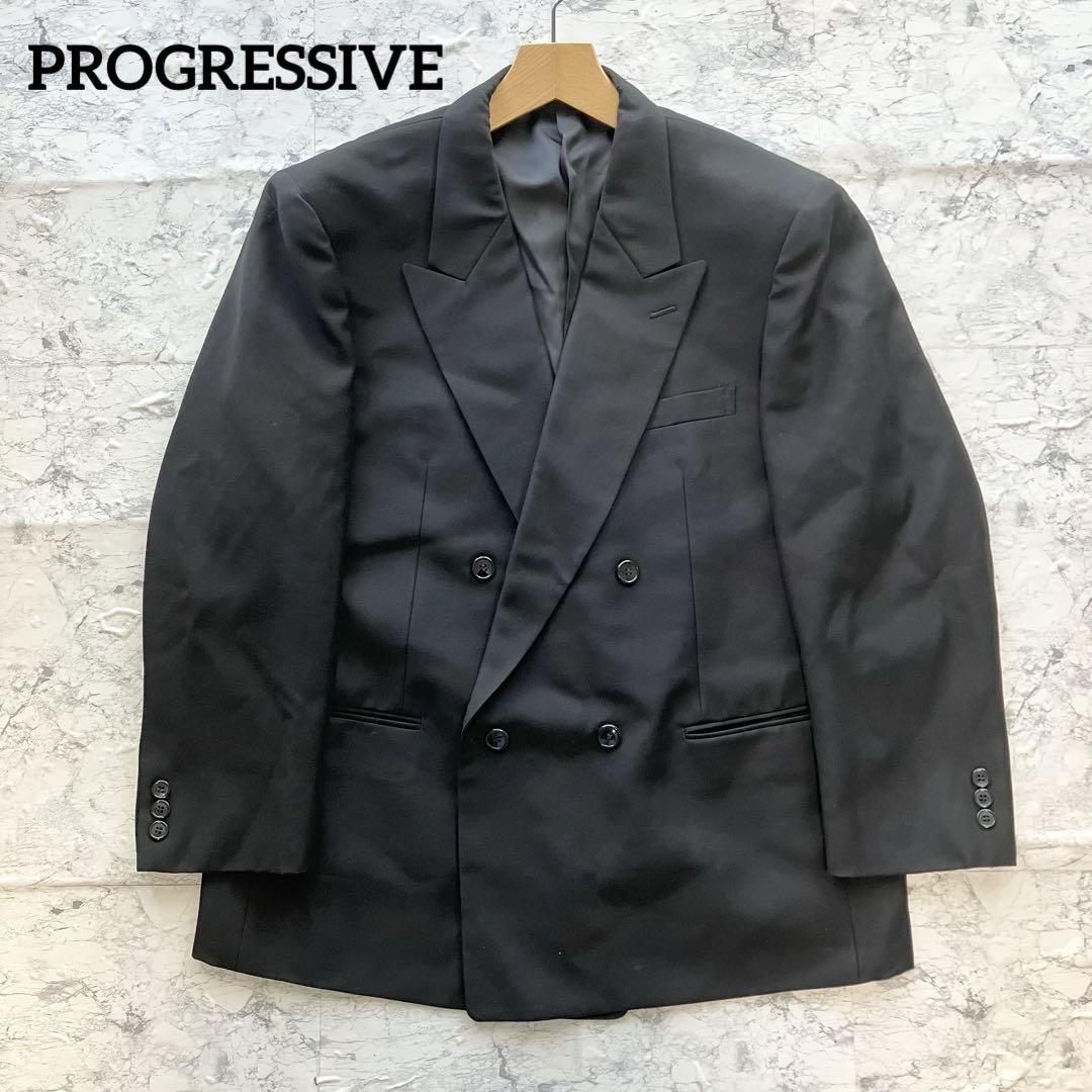 【PROGRESSIVE】ブラックフォーマルジャケット 冠婚葬祭 ダブルボタン