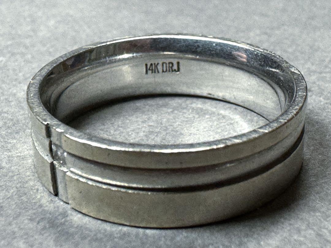14k ホワイトゴールド 指輪 リング 19号 画像5