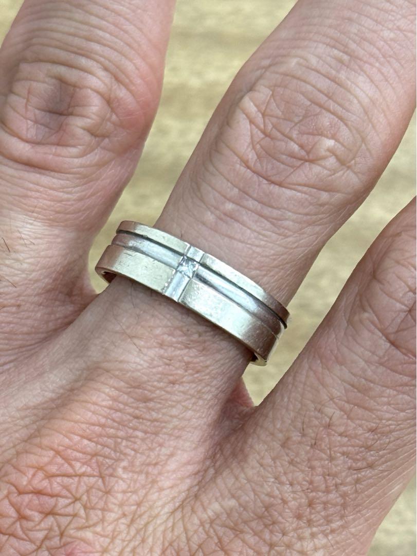 14k ホワイトゴールド 指輪 リング 19号 画像8