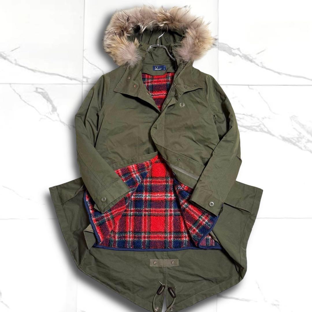 フレッドペリー モッズコート M51 ライナーボア カーキー フード 8サイズ FRED PERRY モッズコート M51 ラクーンファー ボアライナー