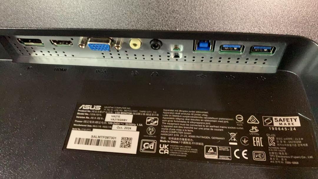 ASUS VA27EQSBY（27インチ Eye Care モニター）