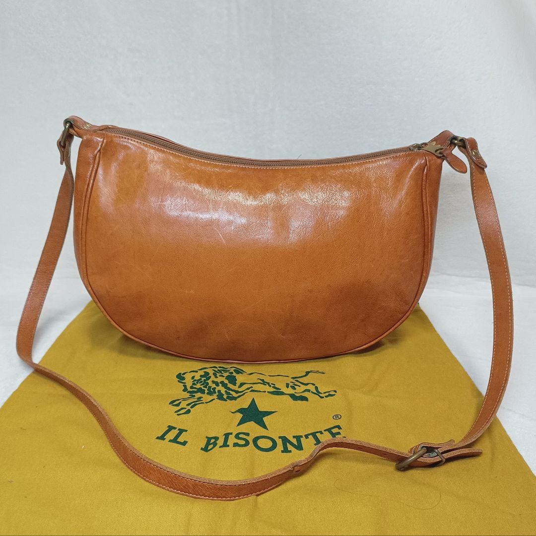 美品 イルビゾンテ ハーフムーンショルダーバッグ ミディアムブラウン