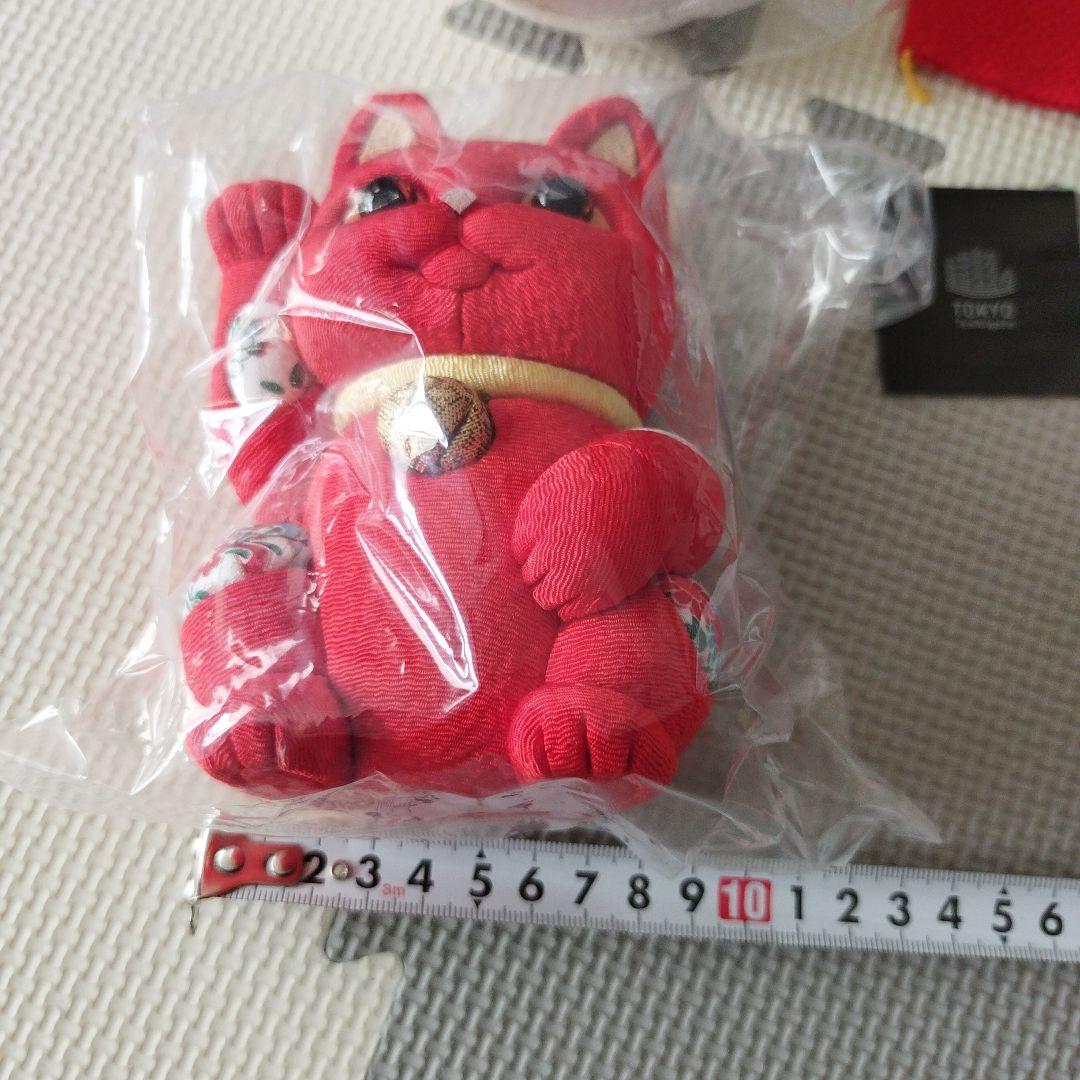 【新品未使用】招き猫風水（大）江戸木目込　紅白セット　柿沼東光　日本製