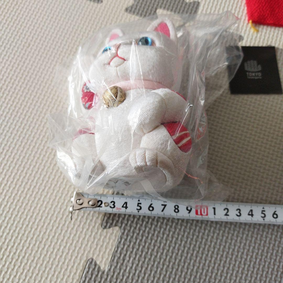 【新品未使用】招き猫風水（大）江戸木目込　紅白セット　柿沼東光　日本製
