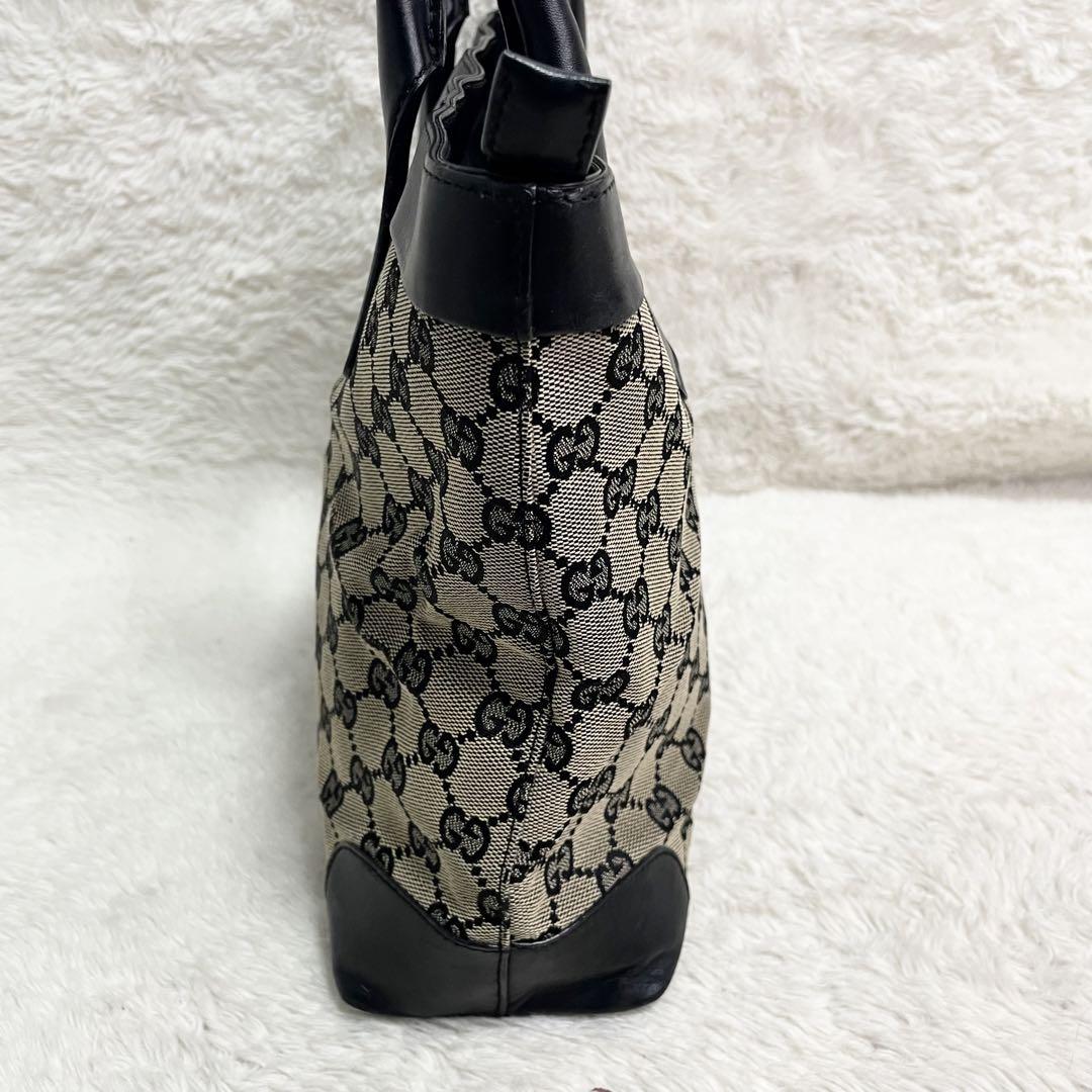 美品✨グッチ GGキャンバス トートバッグ レザー 本革 黒 金具 A4収納可 グッチ トートバッグ ハンドバッグ GGキャンバス レザー