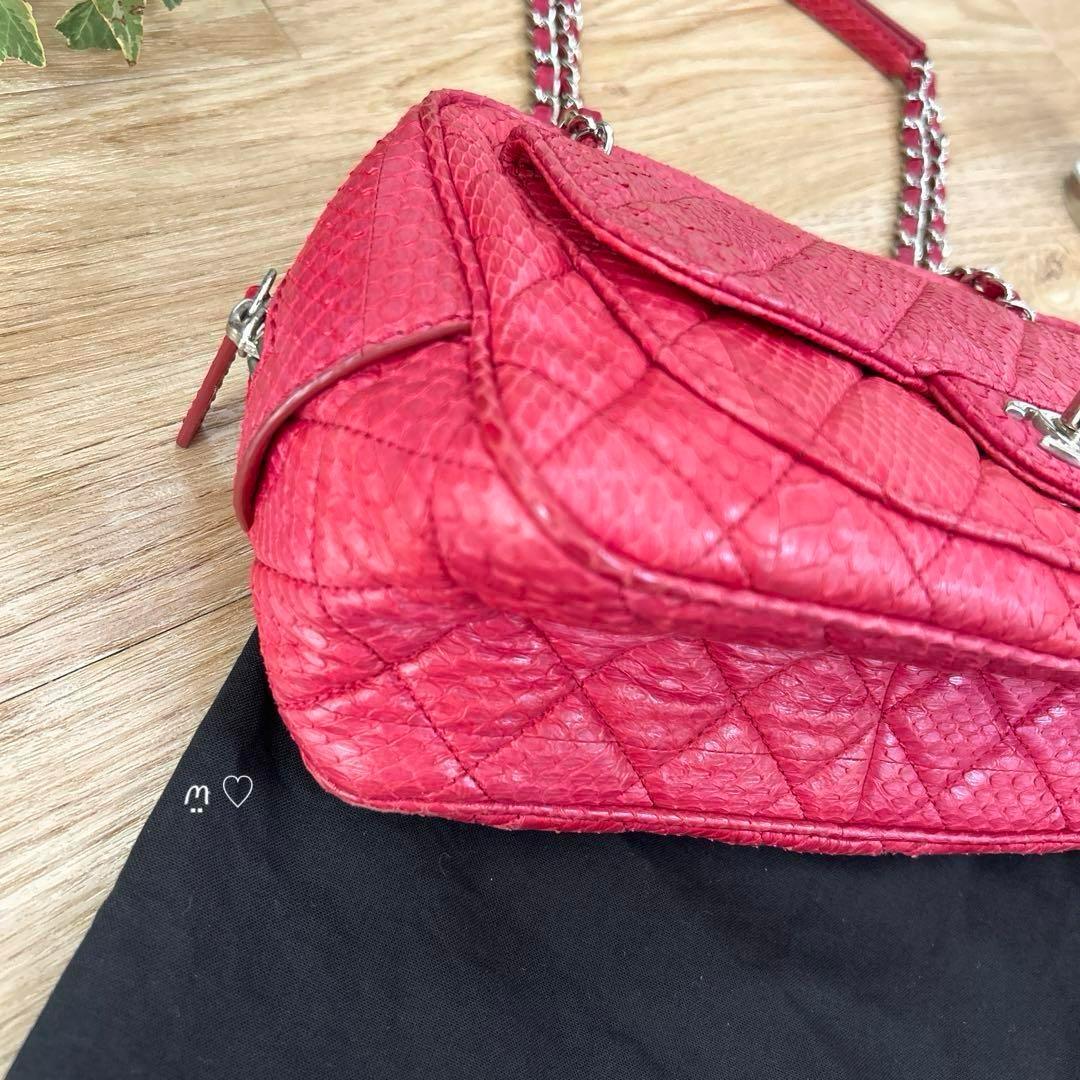 CHANELシャネル マトラッセチェーンショルダーバッグ パイソンレザー レッド CHANELシャネル マトラッセチェーンショルダーバッグ パイソンレザー レッド