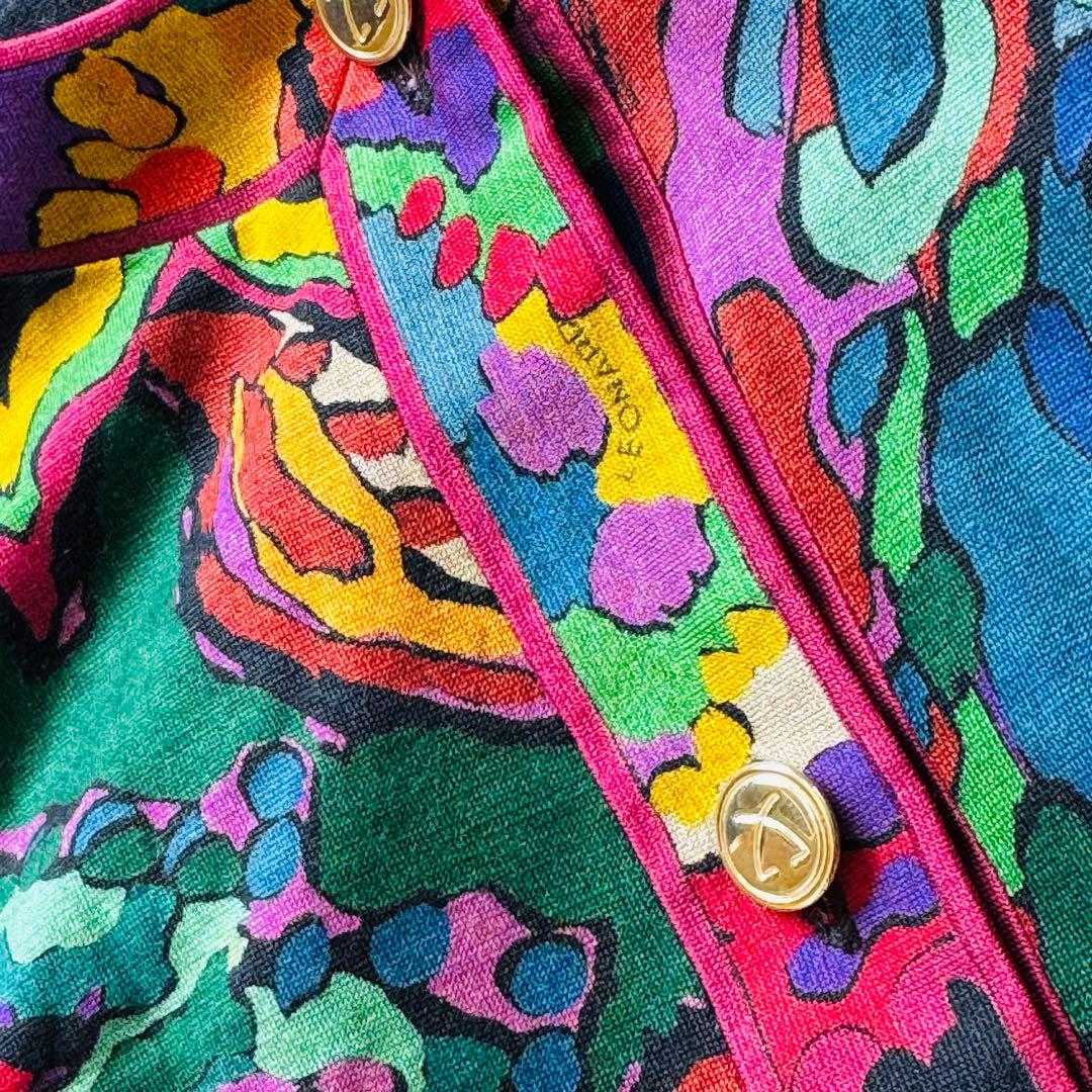 LEONARD セットアップ 長袖トップス スカートフラワー柄 金ボタン XL LEONARD セットアップ 長袖トップス スカートフラワー柄 金ボタン XL