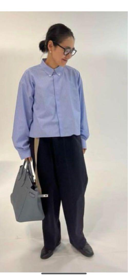 ミースロエ　ストライプショートシャツ　金子綾さん着用