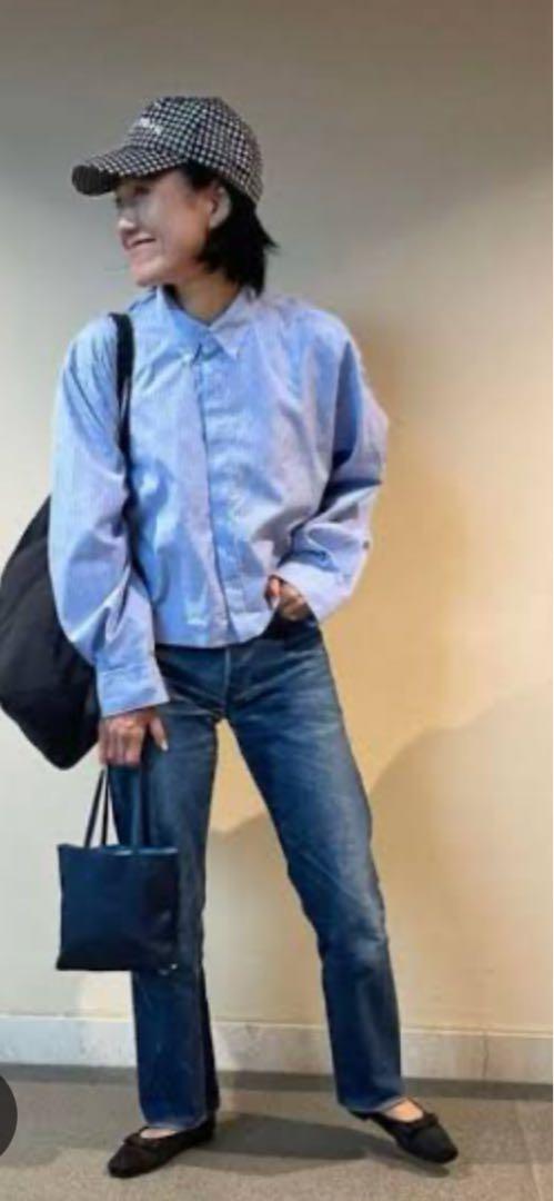 ミースロエ　ストライプショートシャツ　金子綾さん着用