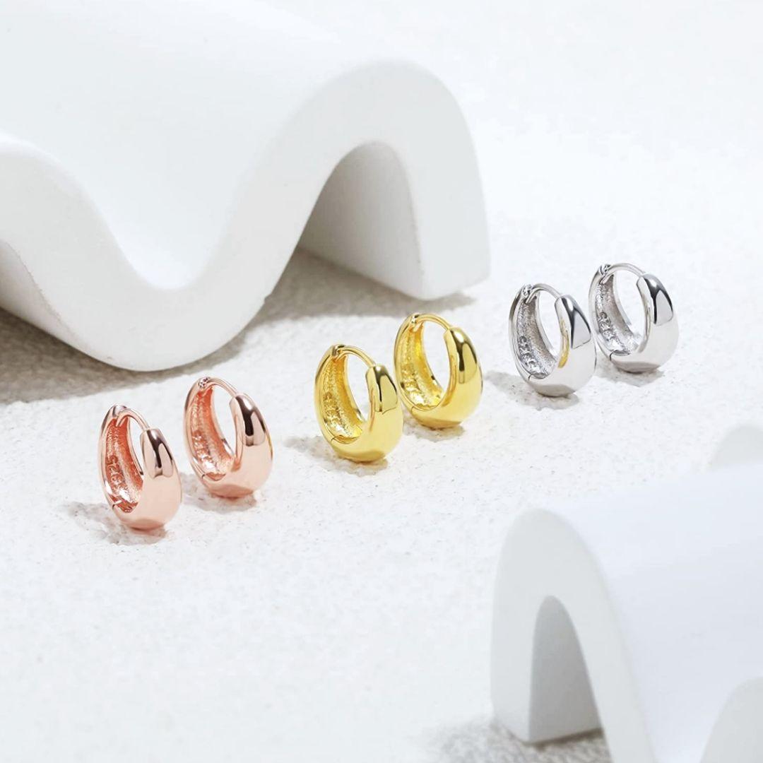 033A☆【高品質✨】ぷっくりフープピアス　シルバー　しずく　ユニセックス　ペア