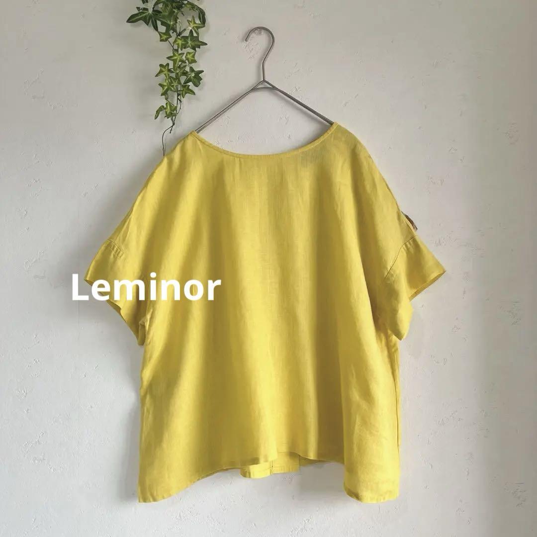 Leminor ルミノア日本製美品リネン100％ フレアワイドブラウスゆったり