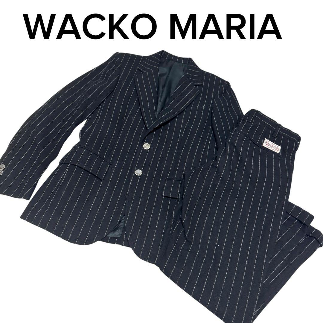 WACKO MARIA スーツ ストライプ 銀ボタン セットアップブラックウールS WACKOMARIA