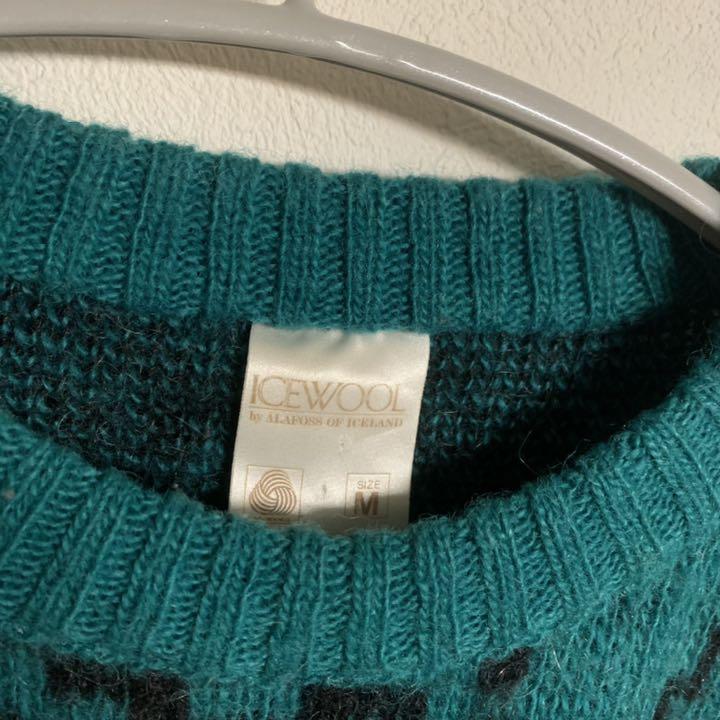 人気定番HOT 希少 vintage ヴィンテージ 総柄 柄 ニット 模様 厚手 グリーン XLO81-m72485442831 100%新品低価