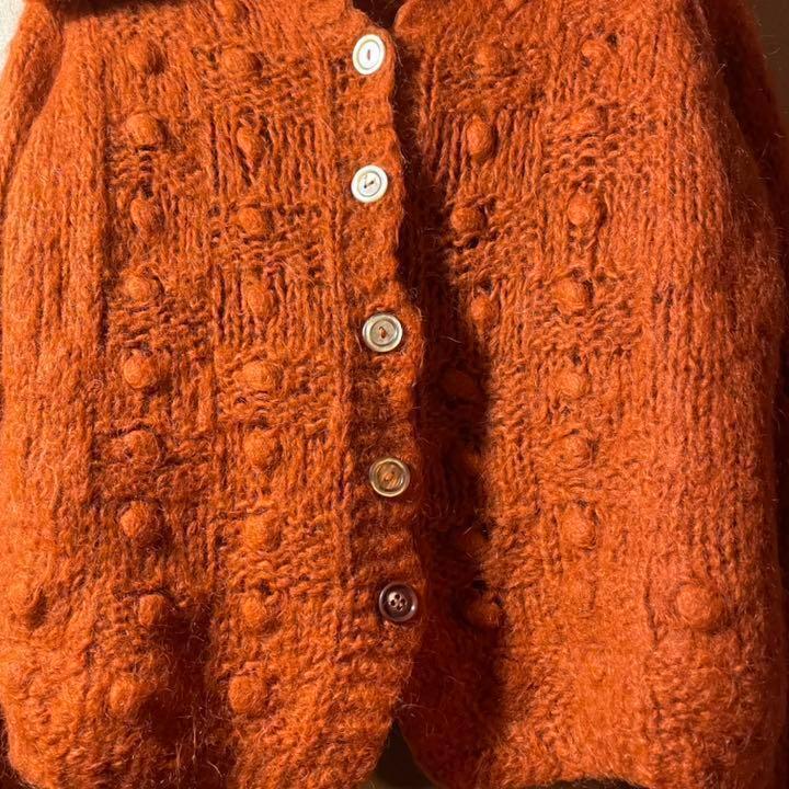 60s【VINTAGE】イタリア製 手編みハンドニット ウール カーディガン