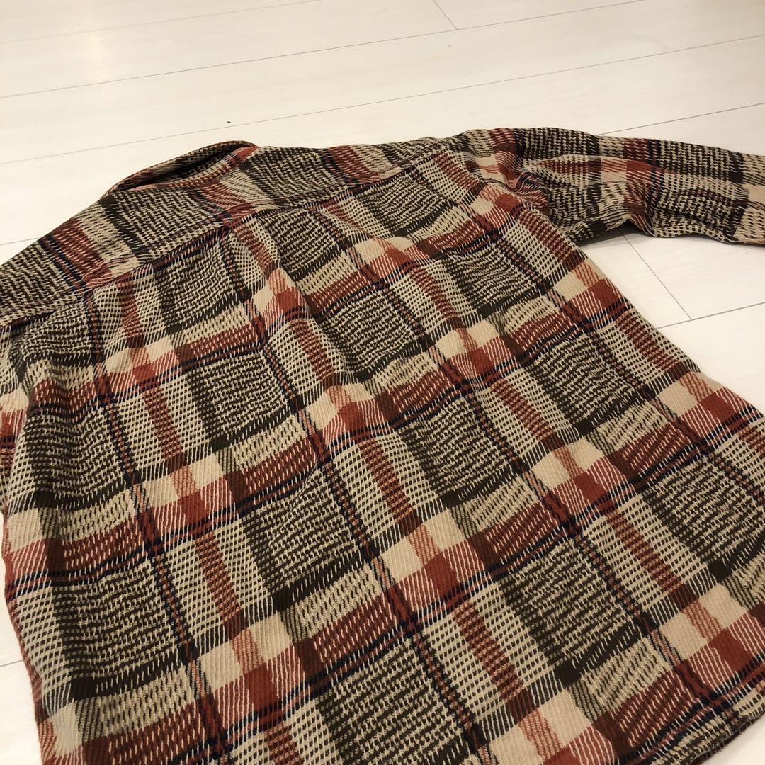 美品 JUNRed 厚手 編み込み ネルシャツ コットン ジャケット チェック