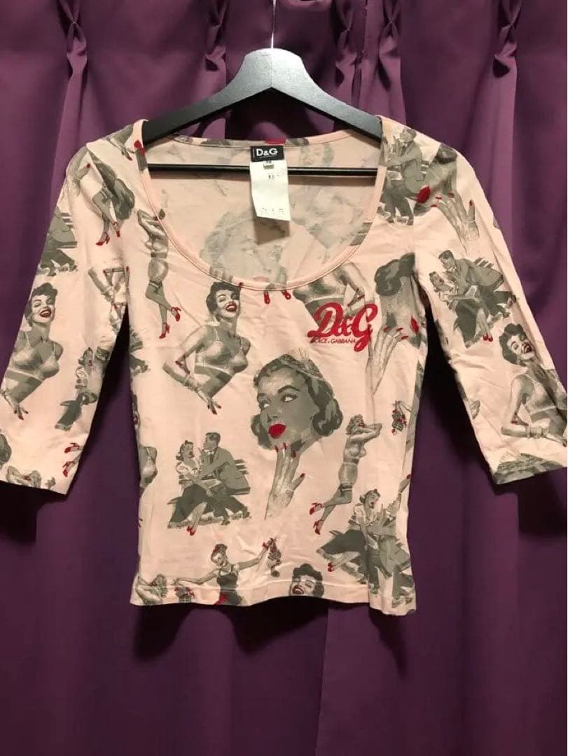 希少D&G グラフィックプリント 五分袖トップス 24/38