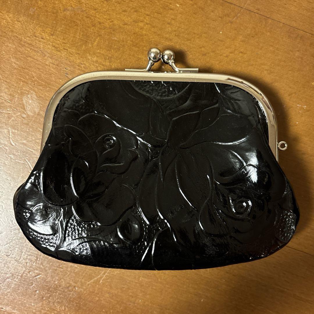 ハンドメイド バラ柄 本革親子がま口財布 - 財布・ケース・小物入れ