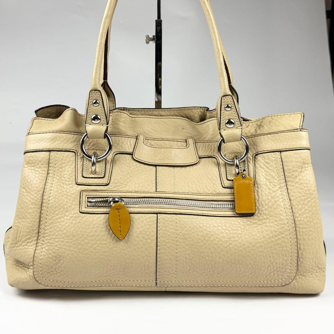 873 コーチ COACH ハンドバッグ 肩掛け ベージュ レザー