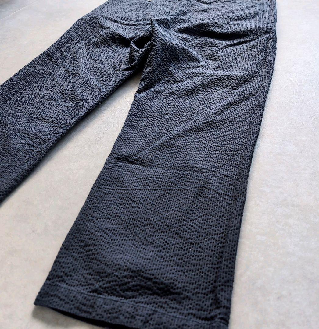 ネストローブ コンフェクト シアサッカー ワイドタックパンツ ネイビー サイズ3