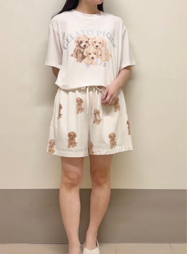ジェラートピケ　トイプードルワンポイントTシャツ&ショートパンツ