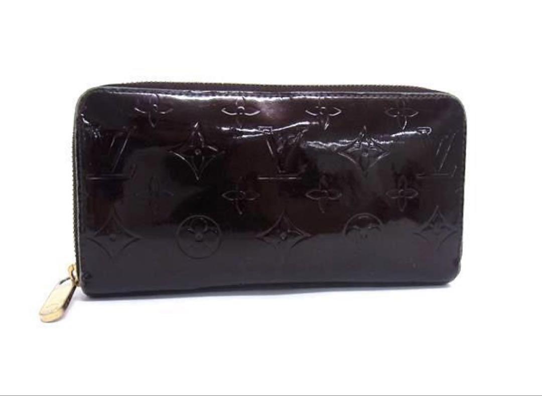 LOUIS VUITTON ヴィトン エナメルレザー 長財布 黒紫 ルイビトン
