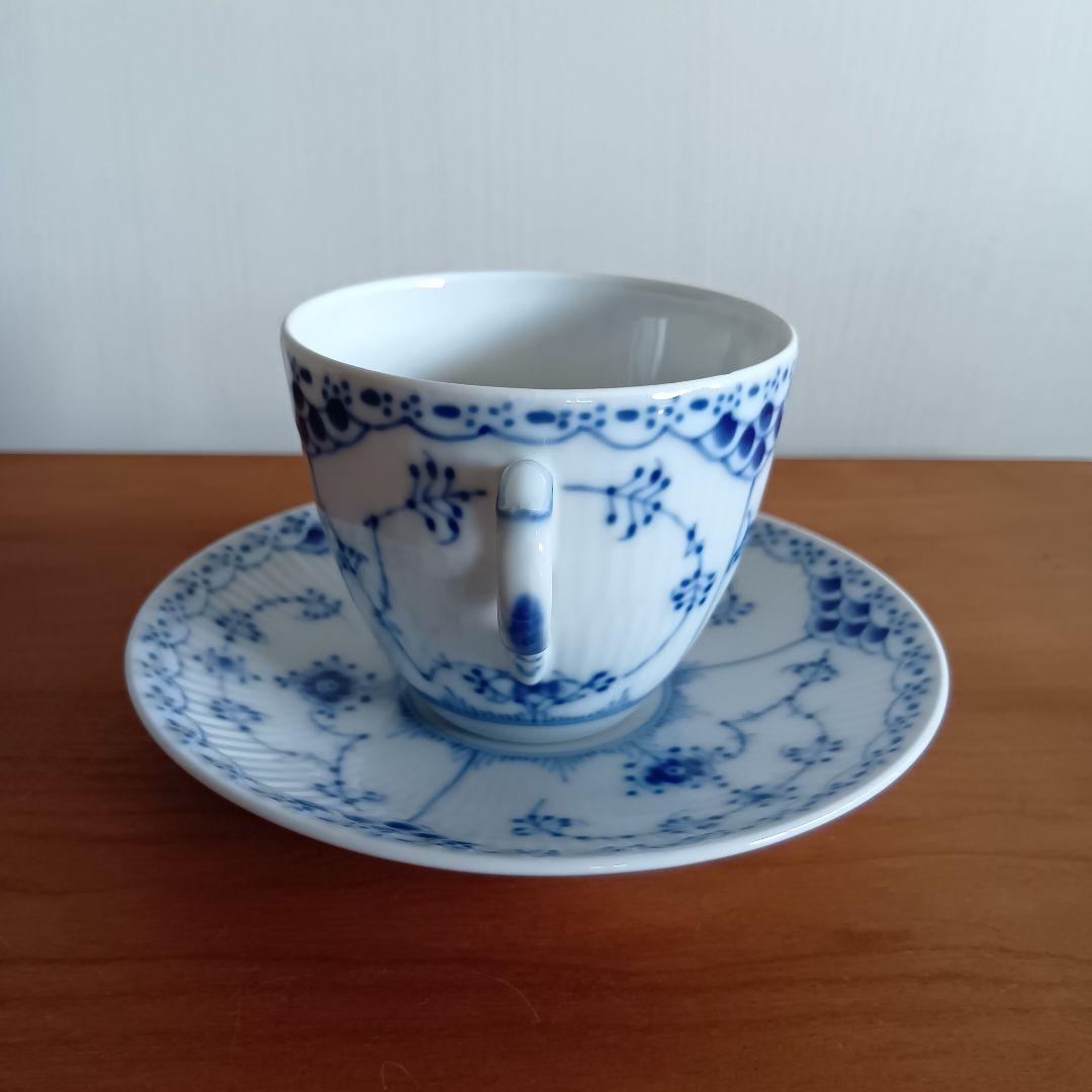 ロイヤルコペンハーゲン　ブルーフルーテッド　ハーフレース　カップ＆ソーサー