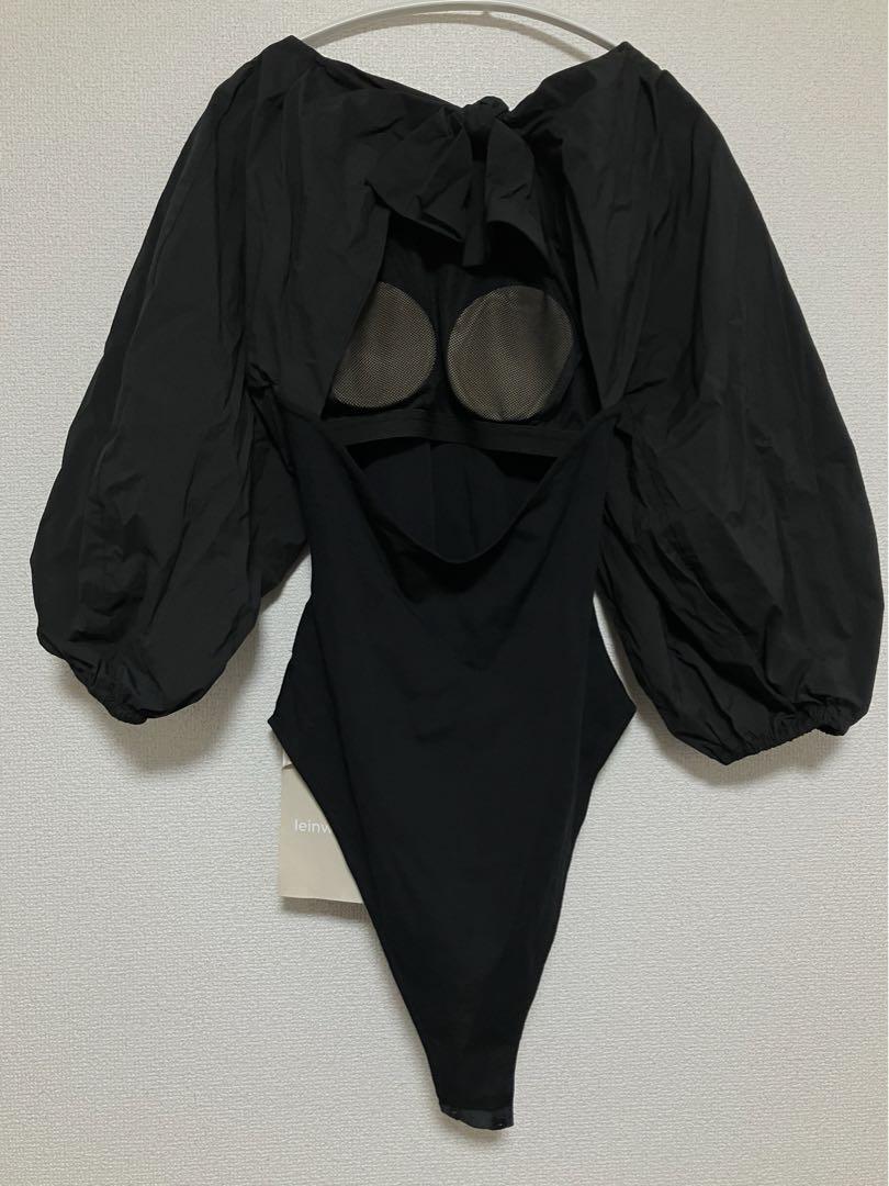 leinwande Tucked Sleeve Bodysuits Black