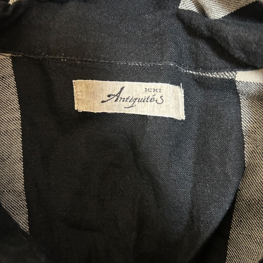 ichi Antiquites コットンリネン ラティスチェックワンピース