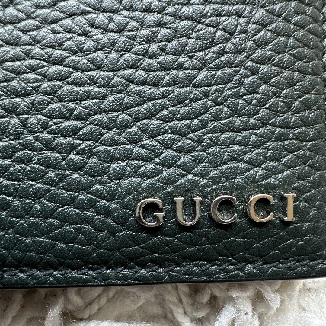 GUCCI グリーン 二つ折り財布 レザー