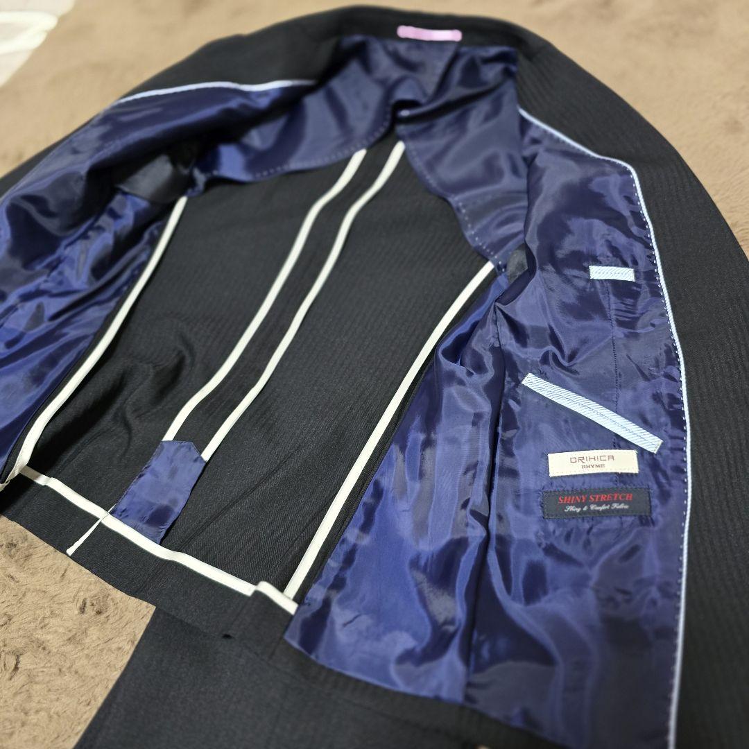 美品★ORIHICA　パンツスーツ　セットアップ　上下セット　ブラックストライプ