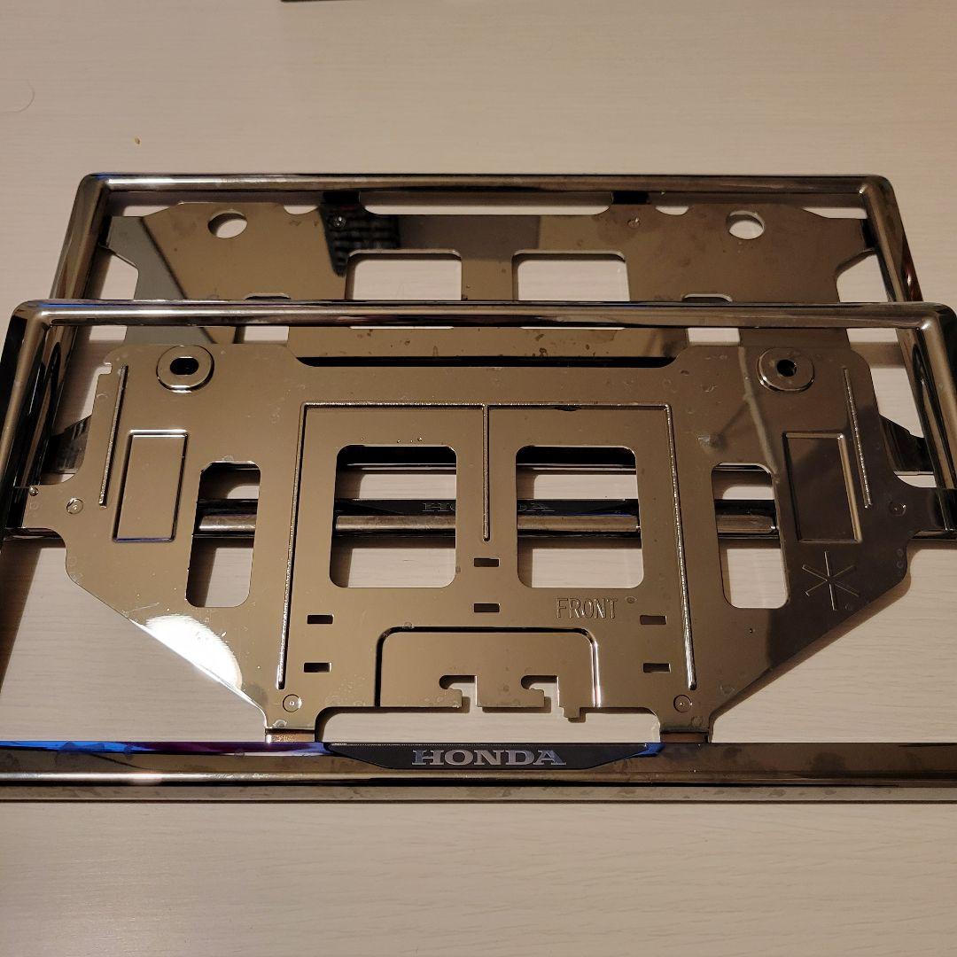 ホンダ純正ライセンスフレーム前後セット ダーククロームメッキ