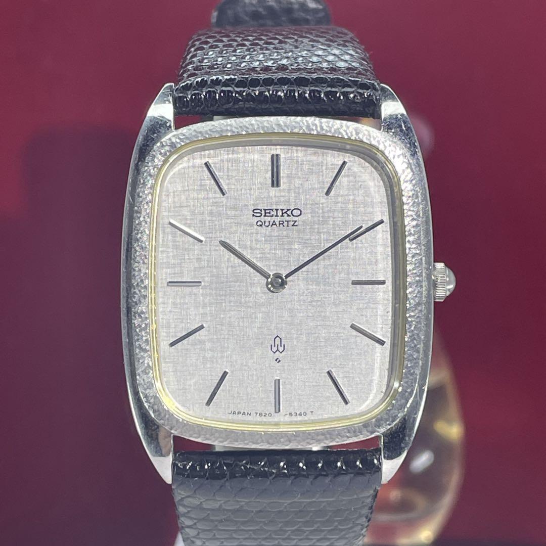 【稀少 槌目ベゼル】 70s SEIKO クォーツ 電池交換済 日本製 腕時計