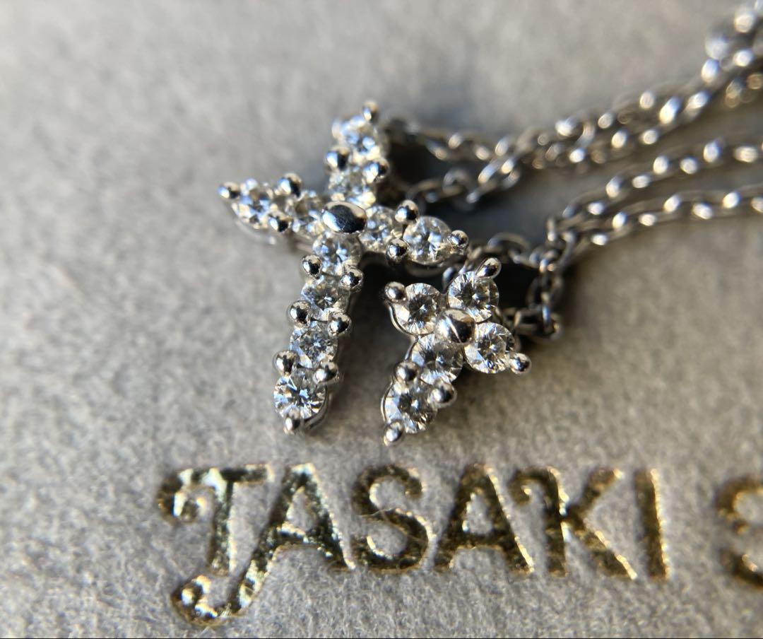 タサキ　パヴェ ダイヤモンド　2連　ダブルクロス　ゴールド　ネックレス　k18
