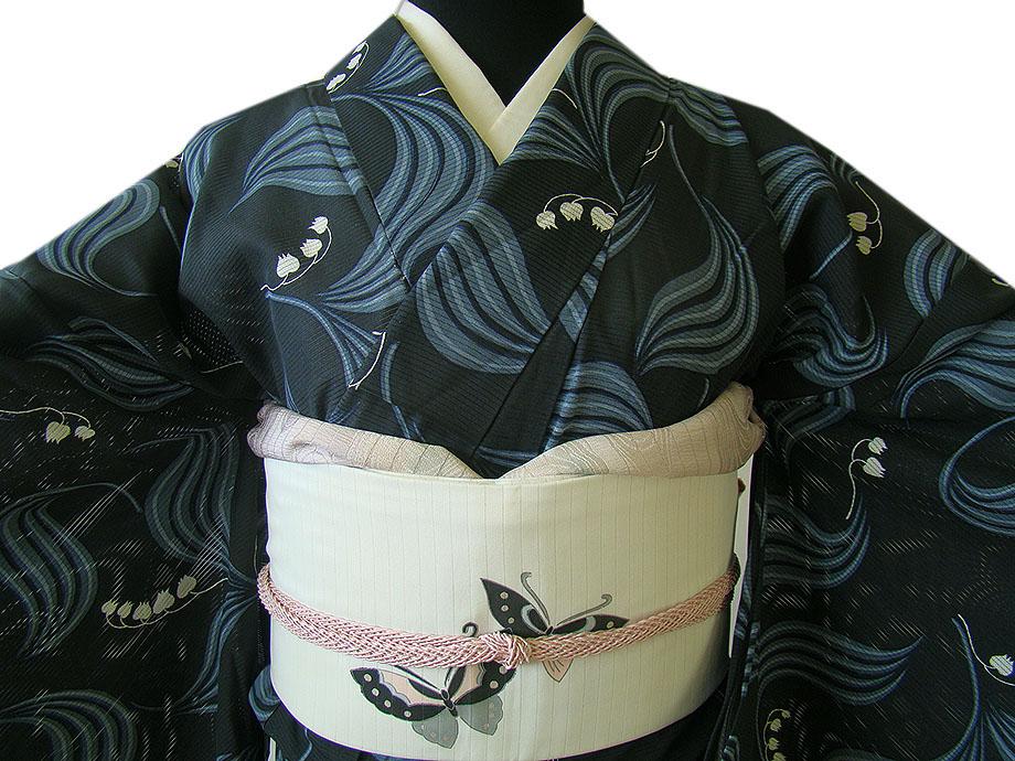 夏物 絽小紋と絽のなごや帯・帯〆・帯揚げ４点セット（正絹）仕立上り＜KK954＞