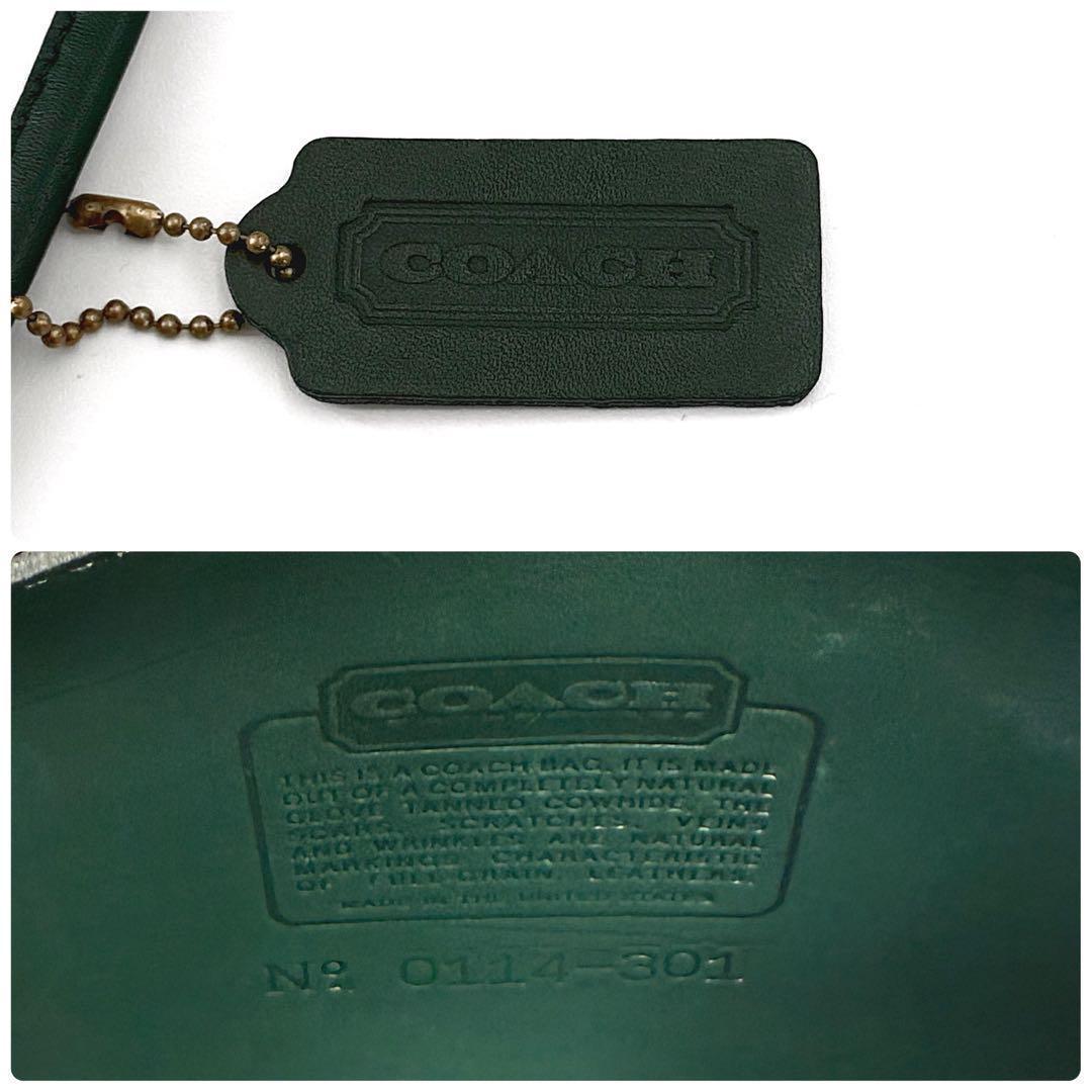 Z067【美品】Vintage Coach／オールドコーチ　ショルダーバッグ　緑