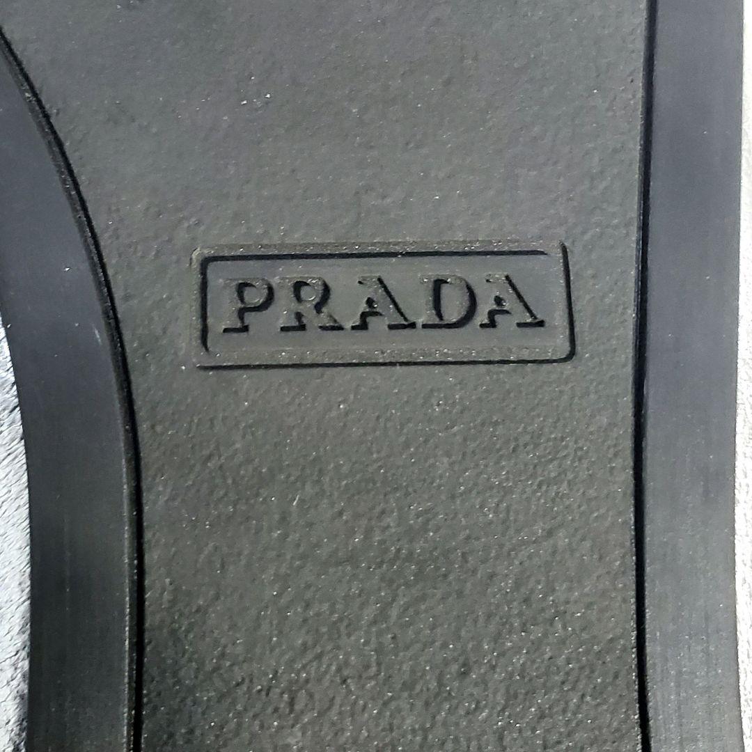 【美品】✨PRADA プラダ 24cm フラットシューズ シルバー リボン 37